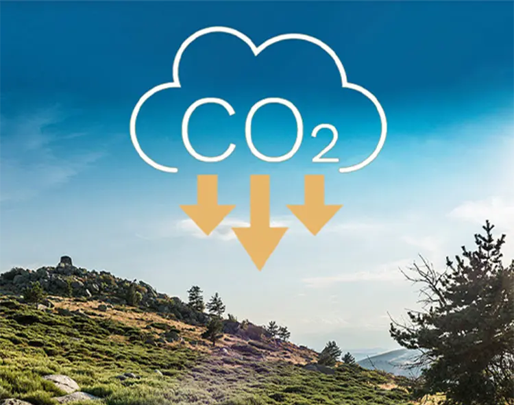 Image avec icône baisse CO2