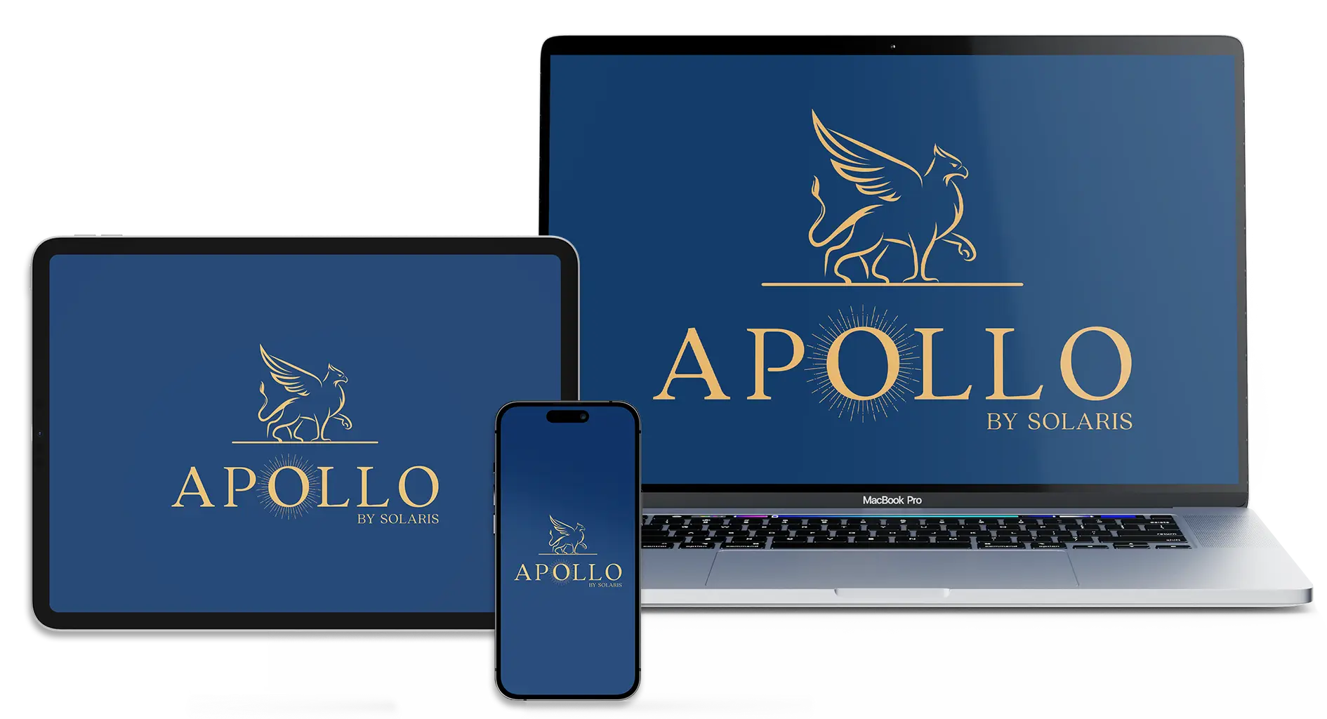 Mockup d'un laptop, d'une tablette et d'un potable avec les fond d'écrans APOLLO